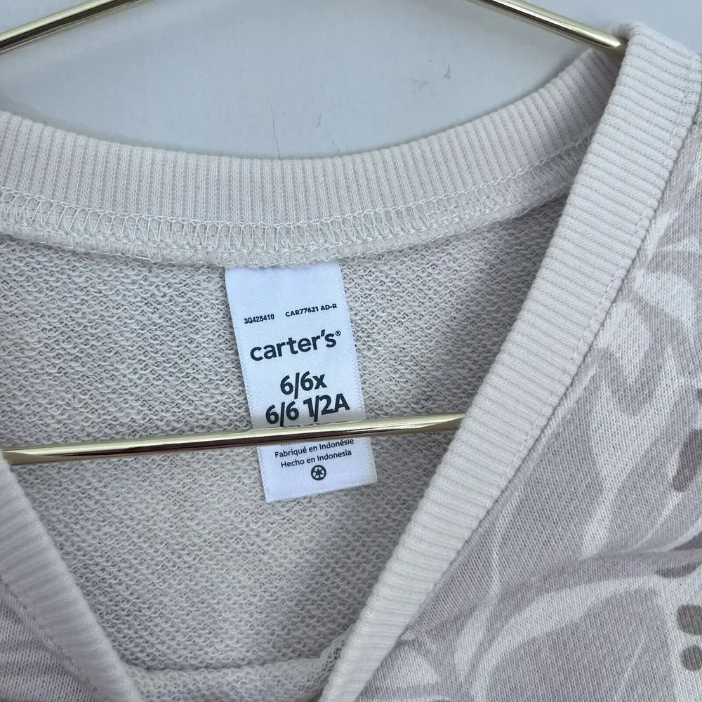 Carter's Girl's Floral Print Sweatshirt Neutral Ivory‎ Cream Size 6 New NWT